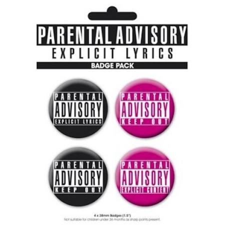 Parental Advisory Explicit Lyrics Buttons - Badge Pack