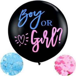 GBG Gender Reveal Ballon - Gender reveal versiering - Boy or Girl - Papieren Confetti - Geslachtsbekendmaking - Babyshower - 90 cm - Zwangerschap