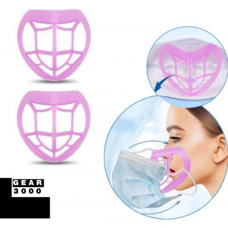 Bracket 3D voor mondkapje - 2 stuks - innermask - vergemakkelijkt ademhaling - beschermt make up - herbruikbaar - roze - GEAR3000®