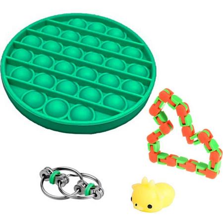 Fidget toys pakket onder de 15 euro - onder 20 euro - fidgets set - pop it - tangle - squishy - ring - 4 stuks