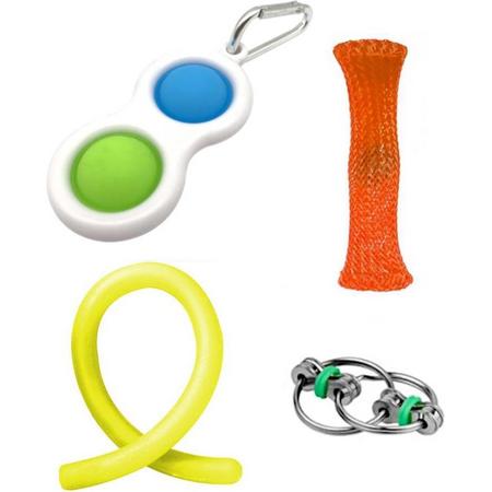 Fidget toys pakket onder de 15 euro - onder 20 euro - fidgets set - simple dimple - mesh-and-marble - rope - ring - 4 stuks
