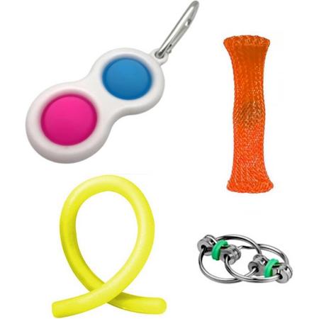 Fidget toys pakket onder de 15 euro - onder 20 euro - fidgets set - simple dimple - mesh-and-marble- rope - ring - 4 stuks