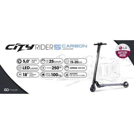 GoClever Cityrider 5 Carbon - Elektrische Scooter Step 250W