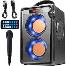 Draadloze  stereo Bluetooth-luidspreker met karaoke-microfoon