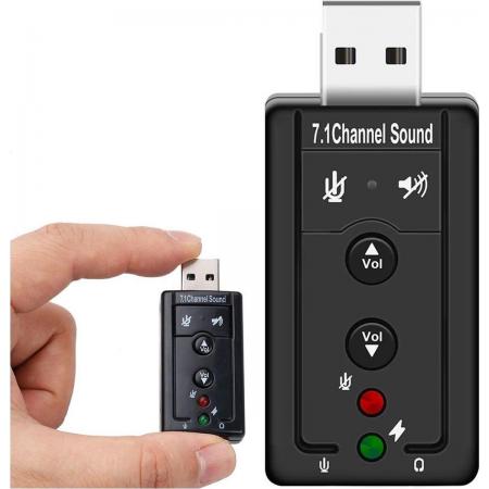 Externe geluidskaart met USB-interface met knoppen - zwart