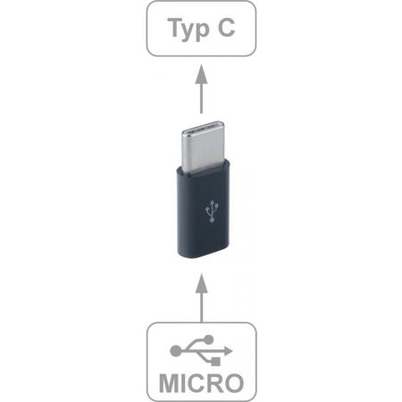 Micro USB female naar USB C male – adapter – zwart