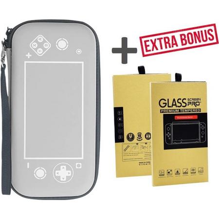 Nintendo Switch Lite Case Bundel met Tempered Glass Screenprotector Grijs - Beschermhoes - Premium Hoesje - Volledige Protectie - Val en Stoot Bestendig - Nintendo Accessoires - Opbergtas - Hoesje met Opbergvakken voor Switch