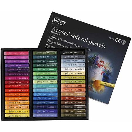Gallery Oliepastel Premium, dikte 10 mm, l: 7 cm, 48 stuks, kleuren assorti