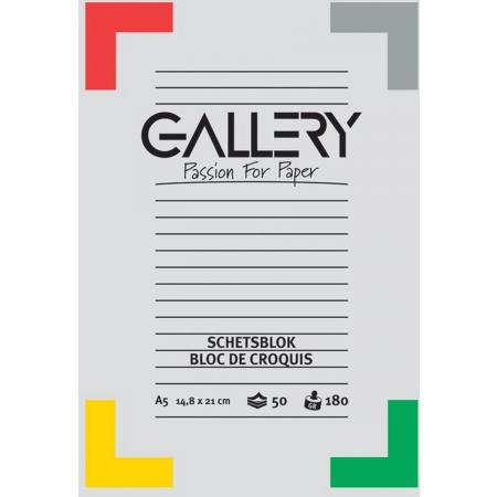 Gallery schetsblok, ft 14,8 x 21 cm (A5), 180  g/m², blok van 50 vel 10 stuks