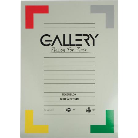 Gallery tekenblok, extra zwaar houtvrij papier, 190 g/m², ft 29,7 x 42 cm (A3), blok van 20 vel 10 stuks