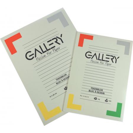 Gallery tekenblok, houtvrij papier, 120 g/m², ft 27 x 36 cm, blok van 24 vel 15 stuks