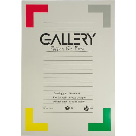 Gallery tekenblok, houtvrij papier, 120 g/m²,ft 29,7 x 42 cm (A3), blok van 24 vel 10 stuks