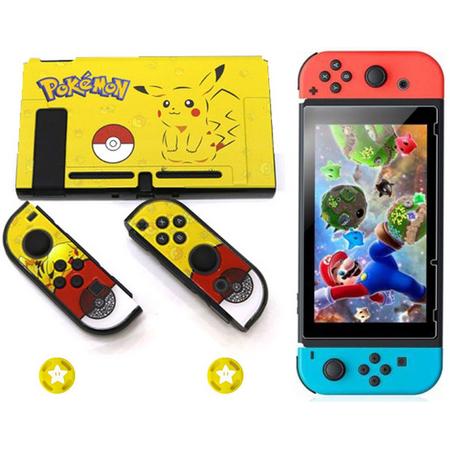 Nintendo Switch Pikachu Hard back cover  Inclusief Tempered glass