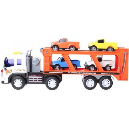 Gearbox Transporter Truck Met Geluid Oranje/wit 38 Cm