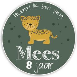 Traktatie stickers dieren met naam met leuk luipaardje - Verjaardag stickers met naam - SLUIT STICKERS TRAKTATIE - 24 stuks - Kindertraktatie - Naamstickers