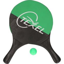 Houten beachball set groen/zwart - Strand balletjes - Rackets/batjes en bal - Tennis ballenspel