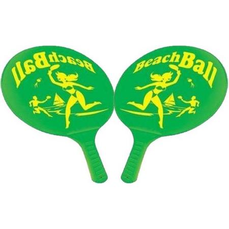 Kunststof beachball set groen - Strand balletjes - Rackets/batjes en bal - Tennis ballenspel