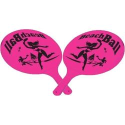Kunststof beachball set roze - Strand balletjes - Rackets/batjes en bal - Tennis ballenspel