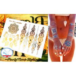 Plak Tattoos - Kleurrijke Metallic Tattoo - Body Choker - Tijdelijke Tatoeage - Festival Tatoes - Zomer feest tatoeages - Tattoo - 1 vel India Gold