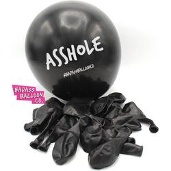 Ballonnen - Asshole zwart - verjaardag  - grappig - zwarte ballonnen
