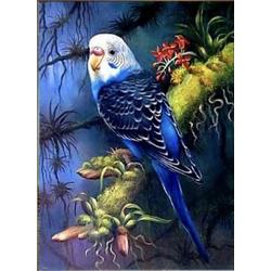 Diamond painting papagaai 40 x 50 cm volledige bedrukking ronde steentjes- direct leverbaar - nieuw - vlak - vogel -  parkiet - bomen - tak - natuur