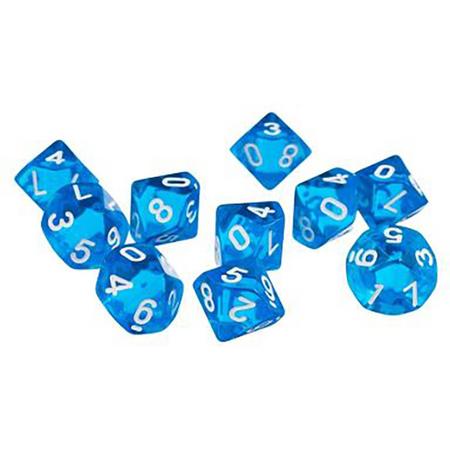 Tienkantige dobbelstenen (cijfers 1-10) blauw - (5 stuks) / 10 kantige dobbelstenen