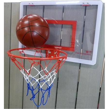 Basketballset met stalen ring. bord 30x45cm. met bal