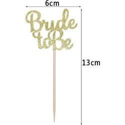 Bride to be topper -cupcake topper bride to be - 10 stuks -cupcake topper bruiloft -bride to be topper voor bruiloft -Taart topper voor bruiloften - Cake - Bachelorette - Cake - Prikker - Decoratie - 12 cm
