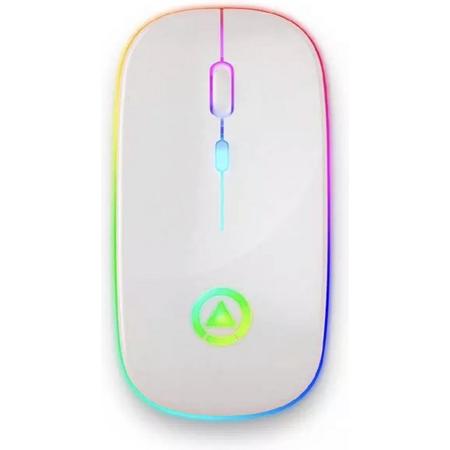 George Napoli - Wireless Gaming mouse - Draadloze Gaming muis - Oplaadbare game muis - RGB - Led - Stille muis - Wit