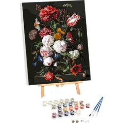 Schilderen Op Nummer Volwassenen - Gespannen op Frame - Bloemen in Vaas - Paint by Numbers - 40x50 cm