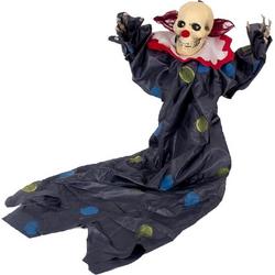 Halloween - Hangdecoratie pop horror clown zwart met lichtgevende ogen 90 cm - Halloween versiering hangende poppen