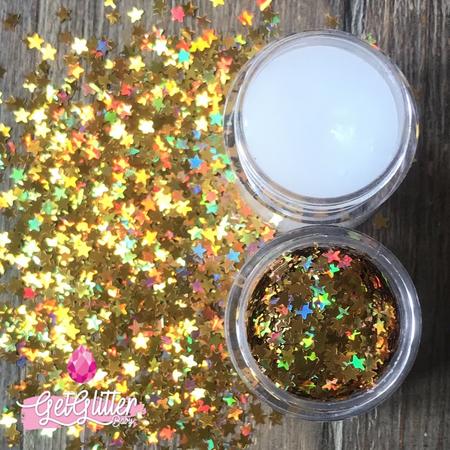 GetGlitterBaby Chunky Festival Glitter Sterretjes voor Lichaam en Gezicht - Goud - en Glitter HuidLijm