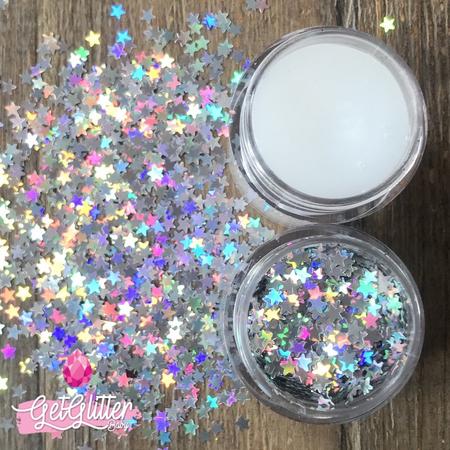 GetGlitterBaby Chunky Festival Glitter Sterretjes voor Lichaam en Gezicht - Zilver - en Glitter HuidLijm