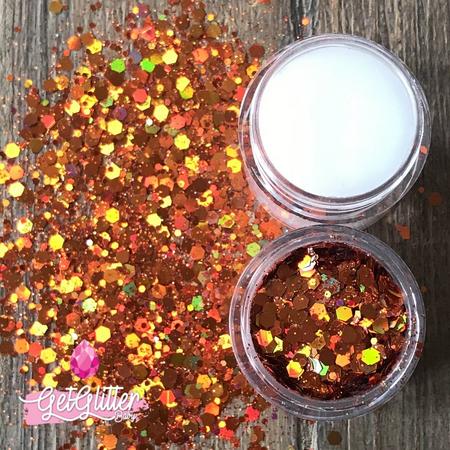 GetGlitterBaby Chunky Festival Glitter voor Lichaam en Gezicht - Oranje / Goud - en Glitter HuidLijm