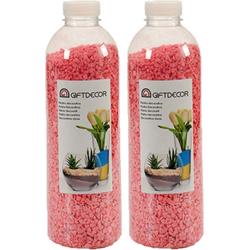 4x pakjes decoratie steentjes/kiezeltjes fuchsia roze 1,5 kg - Aquarium bodembedekking