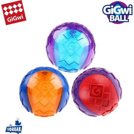 GiGwi GiGwi BALL SQUEAK Hondenspeelgoed - 6cm - Rood/Blauw/Oranje - M