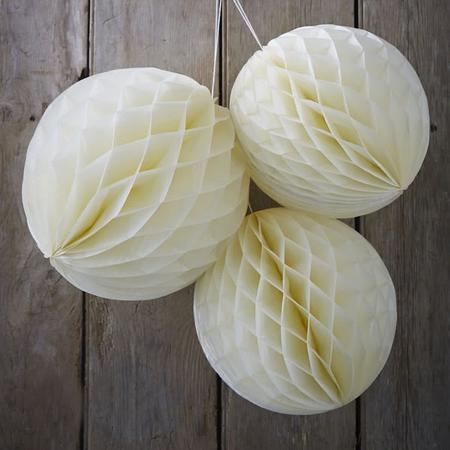Feestdecoratie -Honeycomb set - Ivoor (3 stuks)