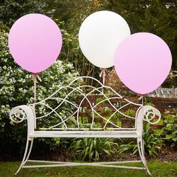   - Mega ballonnen - Wit & Roze (3 stuks)