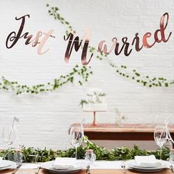 Decoratie huwelijk - Letterslinger Just Married ROSE