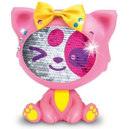DE ZEQUINS Animal 14 cm met magische pailletten - Roze kat - Shimmy