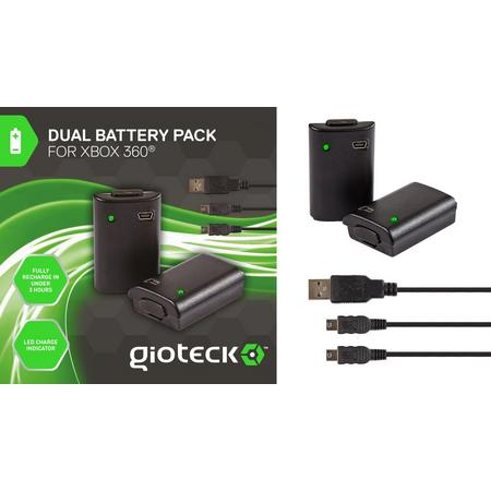 Gioteck Dual Battery Pack - Oplaadbare Batterijen - 2 stuks (Xbox 360)
