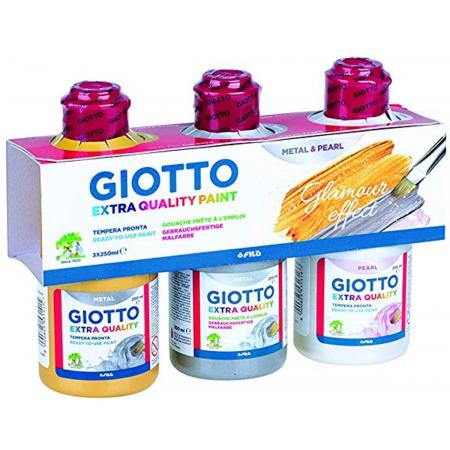 Giotto Assortment 3 Bottles 250ml (métal gold, metal silver, pearl white)