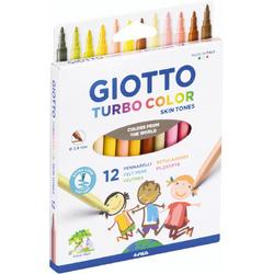 Giotto Turbo Color Skin Tones viltstiften, etui van 12 stuks 10 stuks