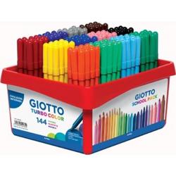 Giotto Turbo Color viltstiften, schoolpack met 144 stuks in geassorteerde kleuren