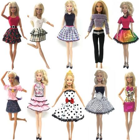 10 sets barbiekleding - Jurkjes, rokjes, topjes, trui en broek - Fashion set voor modepop zoals Barbie