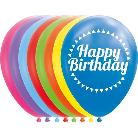 8 latex ballonnen Happy Birthday
