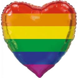 Regenboog hart folieballon, 92 cm