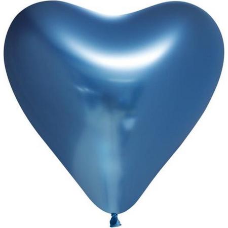 Globos Nordic Ballonnenset Hart 30 Cm Chroom/blauw 100-delig