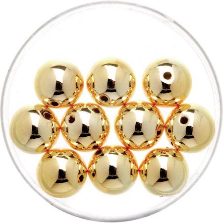 35x stuks metallic sieraden maken kralen in het goud van 6 mm - Kunststof waskralen voor armbandje/kettingen