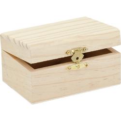 Klein houten kistje rechthoek 11.5 x 8 x 6 cm - Hobby/knutselen mini kistjes